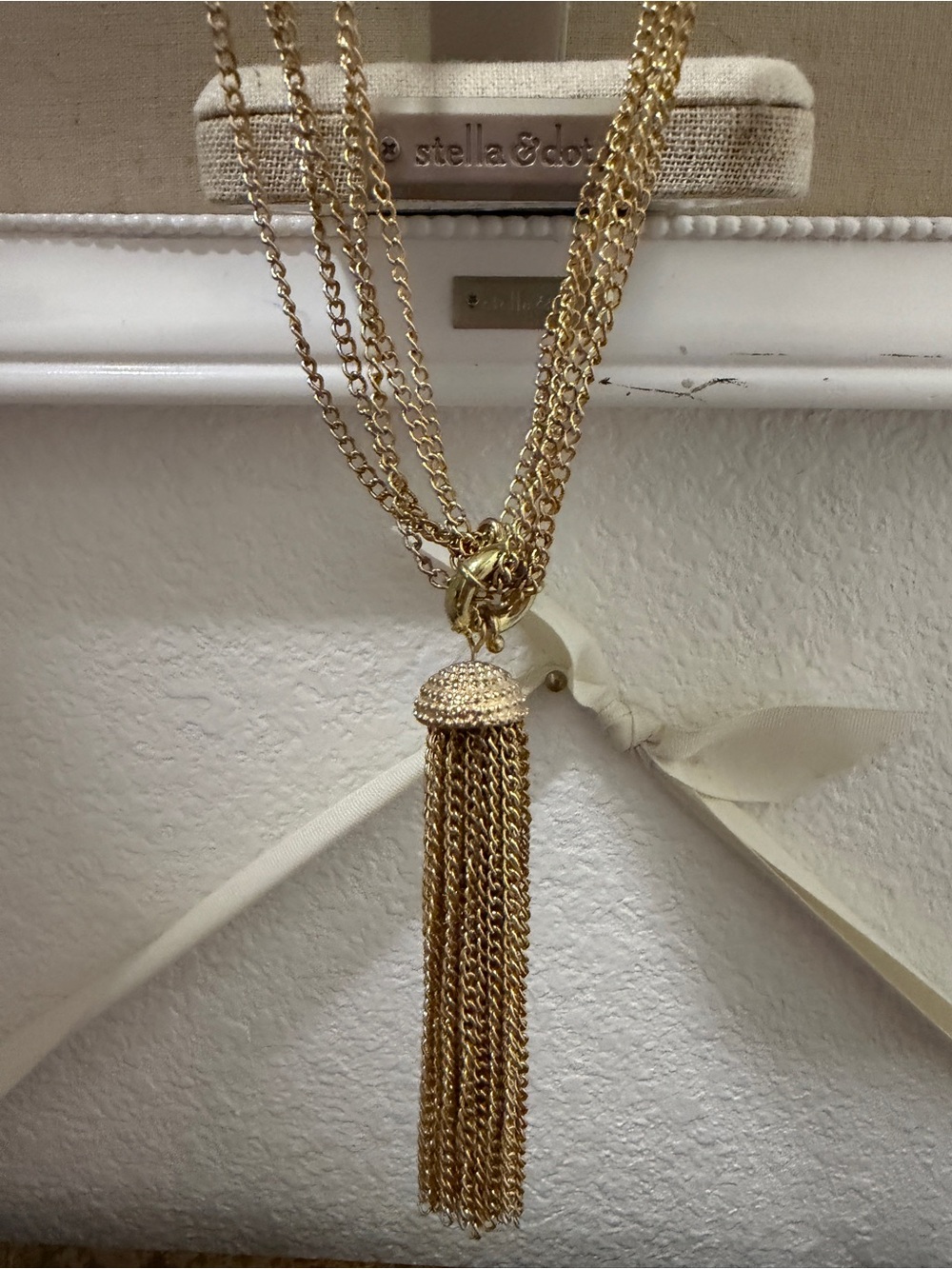 Gold Multi-Strand Tassel Pendant Necklace